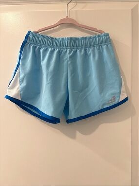 bcg Kids Light Blue Athletic Shorts with Blue Trim and White Panels